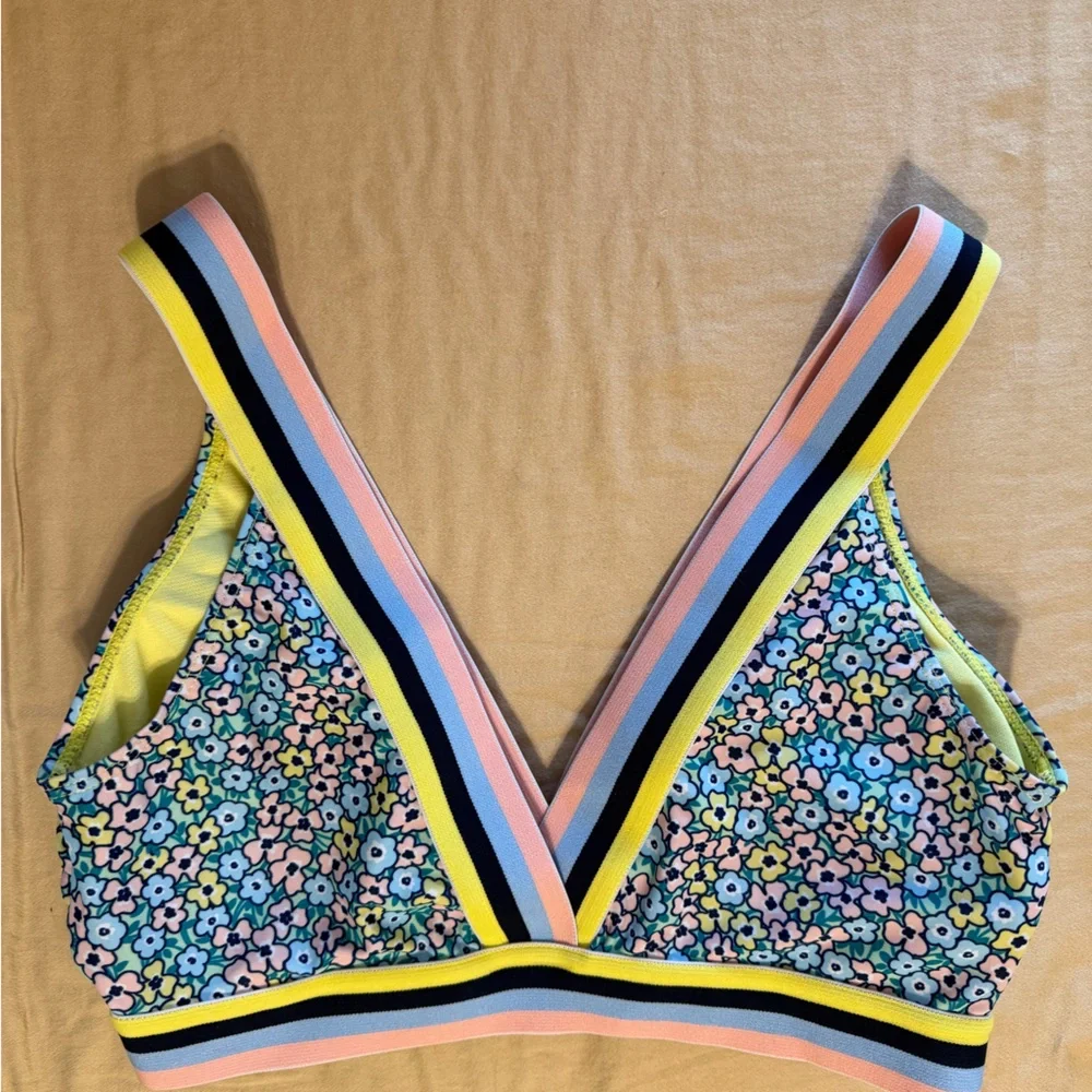 Juicy Couture Floral Bikini Top M‎ Striped Elastic Band
